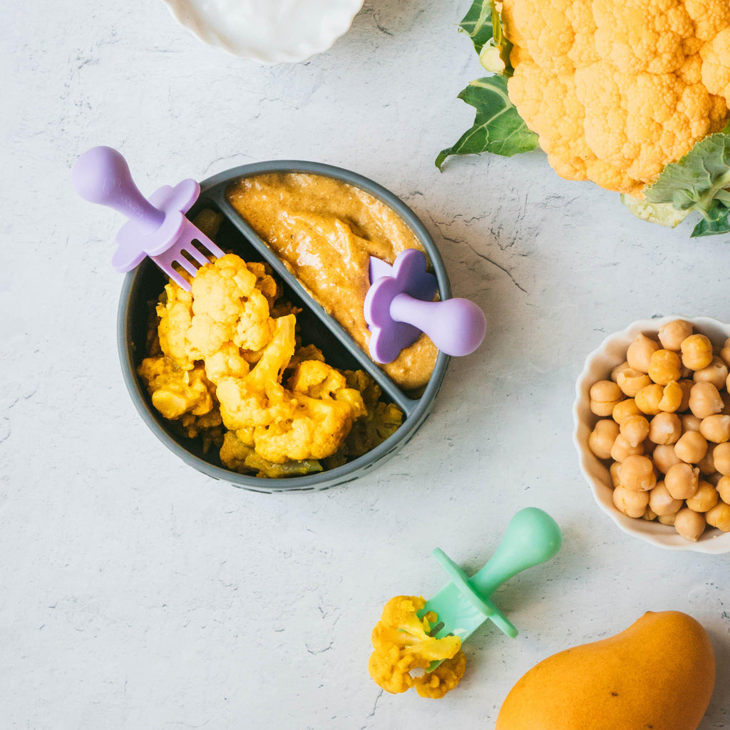 Curried Chickpea Cauliflower with Chia Mango Lassi